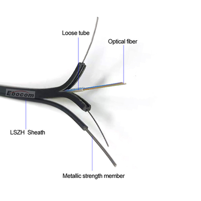 Black Ebocom Self Support Fiber Drop Cable / FTTH Drop Cable with Messenger Wire