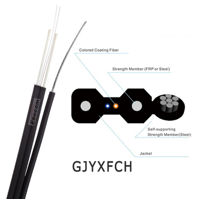 Outdoor No Metal GJYXFCH 1- 4Core G652D G657A1 G657A2 Drop Cable For Ftth Communication