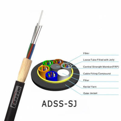 All Dielectric Self Supporting Fiber Optic Cable Single Jacket ADSS 12  24 48 Core For Communication
