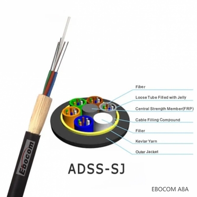 Single mode aerial overhead outdoor ADSS 8 12 core 3km fiber optic cable for sale