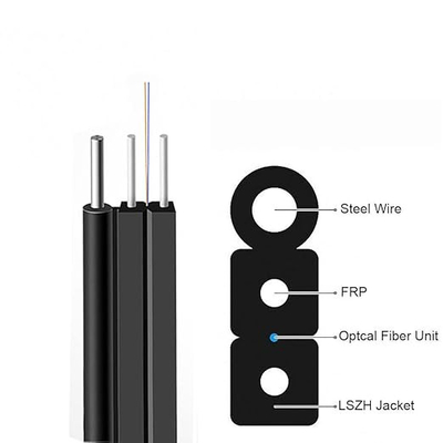 Outdoor FTTH Drop Cable GJYXCH 1 Core Fiber Optic Cable G657A1 With Steel Strength Member